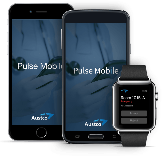 Austco Pulse Mobile: alarm management and workflow on nurses apple or android phones